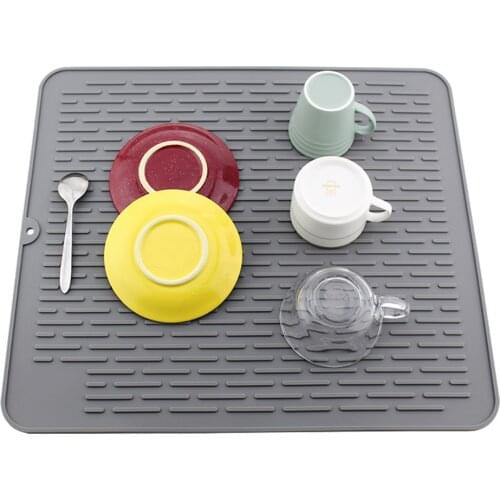 Silicone Dish Drying Mat Folding Draining Mat, Rectangle Drain Mat Drying Dishes Pad Heat Resistant Non-Slip Tray for Daily