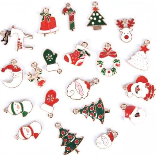 20Pcs/Set Enamel Alloy Mixed Christmas Charms Pendant Jewelry DIY Craft Making