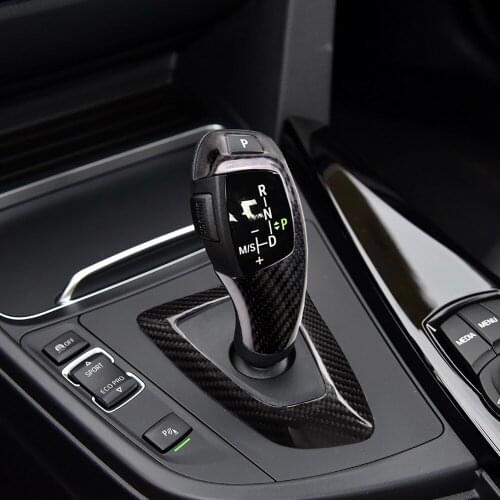 ABS Carbon Fiber Style Car Gear Shift Handle Sleeve Cover Trims Sticker Fit For BMW E60 E70 X5 X6 Interior Accessories