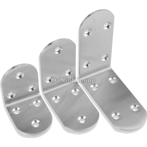 High Quality 100PCS Stainless Steel Corner Brace Right Angle Metal Shelf Brackets Connector Furniture Repair Fixing Parts+Screws