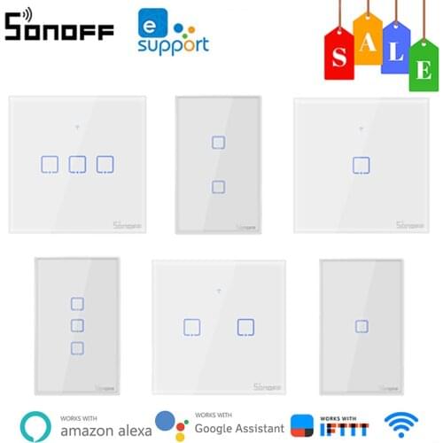 SONOFF T0 TX WiFi Smart Wall Switch EU/US/UK 1/2/3 Gang Remote Control Light Switch Via Ewelink APP Work With Alexa Google Home