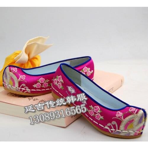 Embroidered Shoes Rose Pink Girls Korean Hanbok Accessories Embroidered Hook Shoes