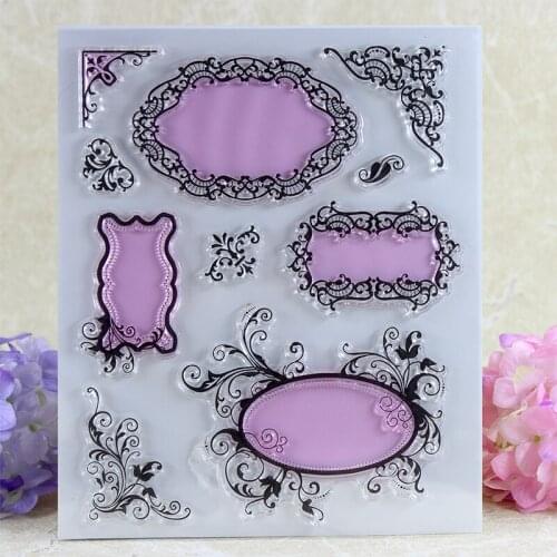 YLCS182 Lace Frame Silicone Clear Stamps For Scrapbook DIY Album Paper Cards Decoration Embossing Folder Rubber Stamp 15*18cm