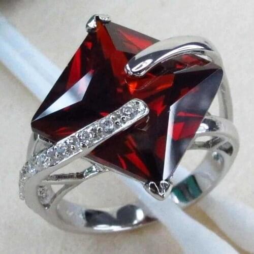 Fleure Esme Engagement wedding big rings for women male blue Peridot Red Pink Cubic Zirconia Rhodium Plated R904 R905 R906 R907