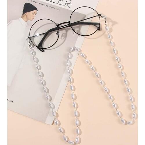 Women Eyeglass Rope Fashion Handmade Imitation Pearl Beaded Eyewears Sunglasses Strap Necklace Reading Glasses Chain Cord