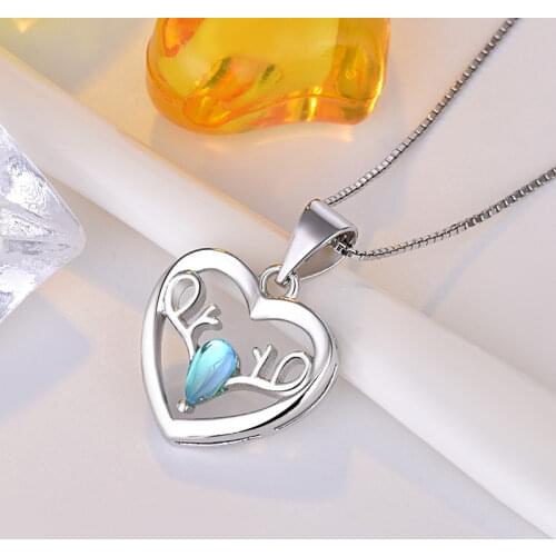 Charms Moonstones Deer Pendant Choker Necklaces Trendy Silver Plated Clavicle Accessories Girls Jewelry Chain On Neck Female