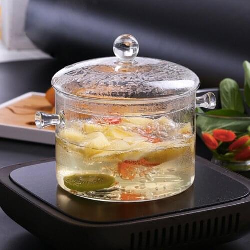 1.5L Clear Glass Soup Pot Transparent Glasses Bowl Household Heat-resistant Porridge Pot Kitchenware Cooking Tools Cook Utensil