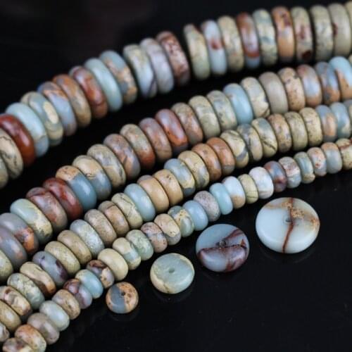 10pcs/lot Classic Natural Stone Spacer Beads 6mm 8mm 10mm 12mm Flat Round Agalmatolite Charm Beads DIY Jewelry Making Findings