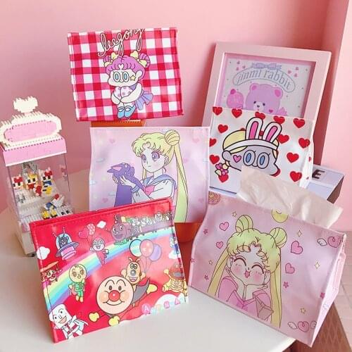 18.5CM PU lovely Tissue Case Box Container Cartoon Towel Napkin Papers Holder Storage Box Case Pouch for Home Car Table Decor