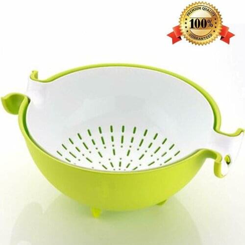 2-in-1 Multi functional cleaning vegetable and fruit drainage filter , Double Layered Rotatable Drain Basin and Basket, Cleaning