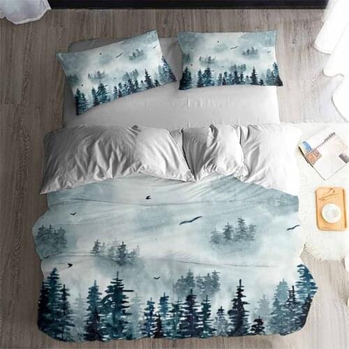 HELENGILI 3D Bedding Set foggy mountain forest Print Duvet cover set bedclothes with pillowcase bed set home Textiles