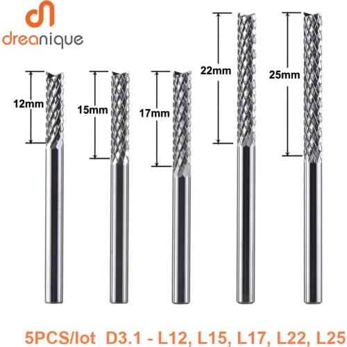 5pcs/set PCB End Mills D3.1-12 15 17 22 25mm Solid Carbide Corn End mill Milling Cutter Bits CNC Cutting Milling Tools