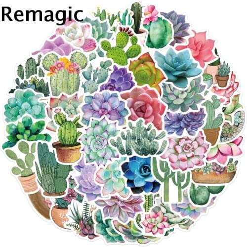 50pcs Succulent cactus plant Cartoon scrapbooking Stickers packs Waterproof Skateboard Suitcase Guitar Graffiti decals Kid Toy