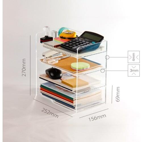 Acrylic transparent 4 layers document tray multifunction desktop file organizer