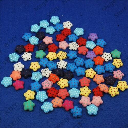 NEW Fashion Mix Color Dot Fabric 17mm*17mm Star Flat Back Appliques Wedding DIY Craft Decorations Button Accessories 200pcs NK03