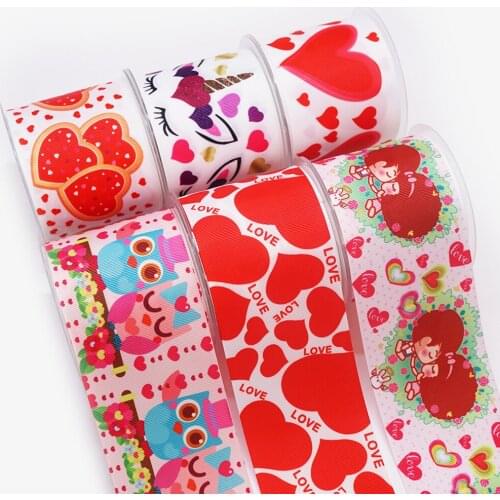 Free shipping 50 yard per size Valentines day ribbon printed grosgrain ribbon 25875