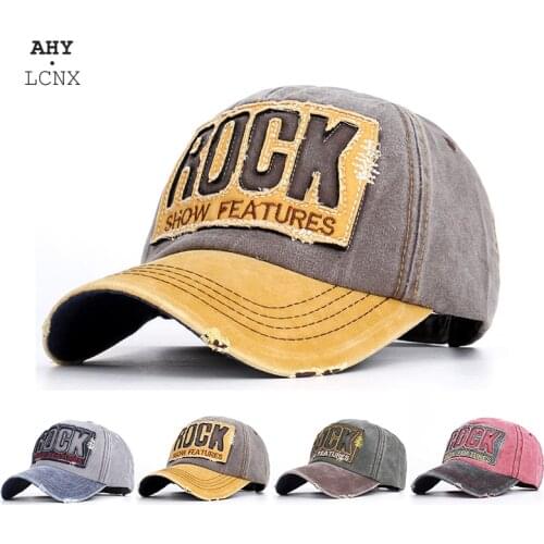 Washed Cotton Vintage Hats For Man Outdoor Baseball Cap Patch Letter Rock Embroidery Men And Women Hip Hop Sun Hat For Male Caps