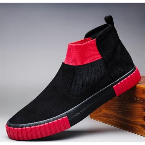 Brand New Spring Autumn Fashion Men Slip-On Suede Leather Casual Shoes Trend High Top Flat Shoes Cool Loafers