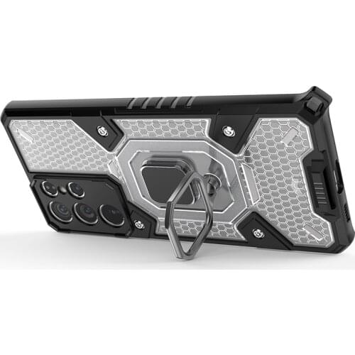 Armor Magnetic Case For Samsung Galaxy S21 Ultra Note 20 S20 Plus A42 A52 A51 A71 Metal Ring Stand Transparent Back Cover Capa