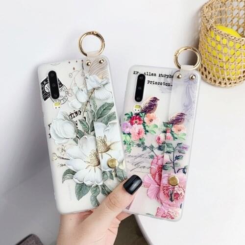 3D Flowers Wristband Case For Huawei Honor 9A P Smart Z Y8s Y5p Y6p Y9 Enjoy 9 X 10 Y7p Prime 2019 Max P40 lite E 20 Plus Cover