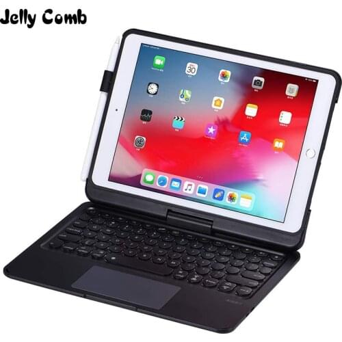 Jelly Comb Bluetooth Keyboard Case for iPad 10.2 2019 10.5 Backlit Tablet 360° Rotatable Keyboard Cover withTouchpad Clickable