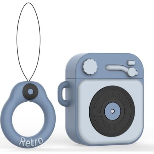 Retro Phonograph Airpods Case, Shockproof Case Cover Portable & Protective Silicone Skin Cover Case for Airpods 2 & 1
