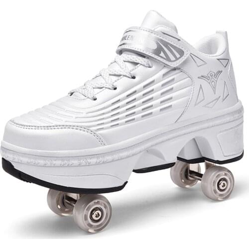 Children Boy Girl Deformation Roller Skate Shoes with 4 Wheels Kids Wheel Skating Sneakers for Boys Girls Tennis Sneaker Shoes