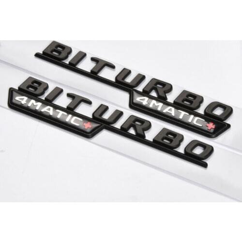 For 2x Emblem Badge für Auto BITURBO 4MATIC + CLS GLA E 63 Schwarz