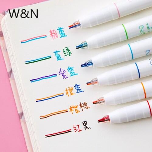 Double Colors Head Highlighter 6 Colors DIY Planner Fluorescent Markers Painting Art Marker Pen School Supplies Stationary Pens