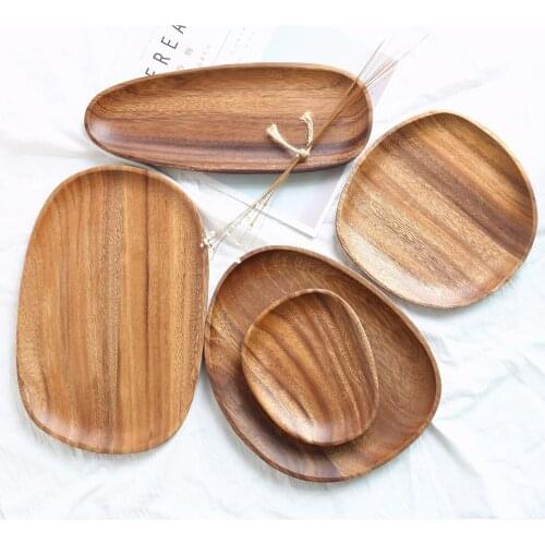 Eco-friendly Snack Plate oval Wooden Cake Fruits Dish Room Dessert Service Tray Wood Sushi Board Party Tableware Set