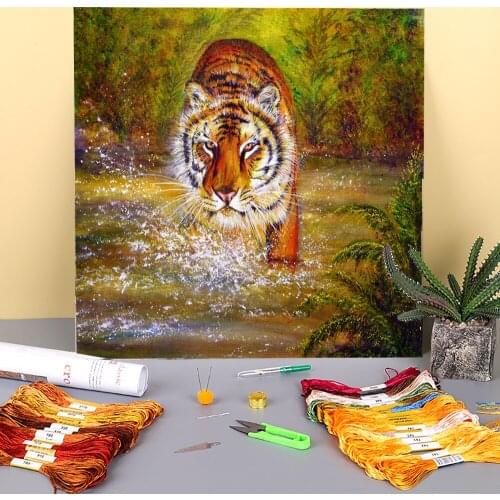 Natural Scenery Burning Bright Pre-Printed 11CT Cross Stitch DIY Embroidery Complete Kit DMC Threads Painting Hobby Package