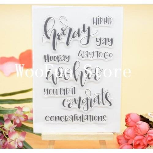 Hooray WooHoo Sentiment Rubber Clear Stamp + dies cuttings for Card Making Decoration and Scrampbooking