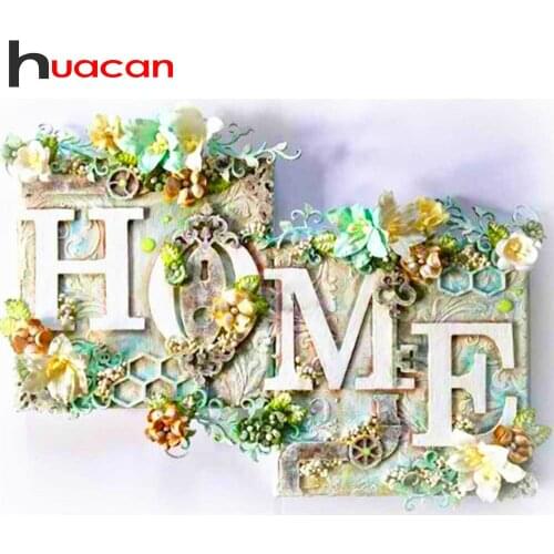Huacan 5D DIY Diamond Painting Home Sweet Home Full Square/Round Diamond Embroidery Mosaic Flower Decorations