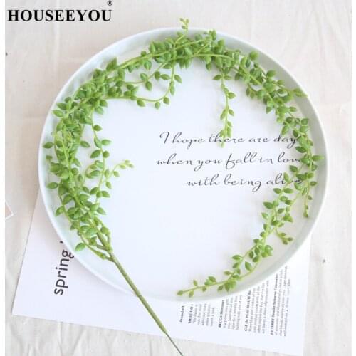 Artificial Succulents Hanging Wall Plants Pearls Fleshy Vine Green Branches Home Decoration Plastic Garland Wedding Decor Rattan