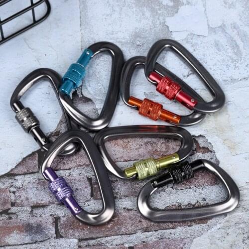 12KN Climbing Carabiner D Shape Quickdraws Professional Climbing Buckle Lock Security Safety Lock Outdoor Climbing Accessories