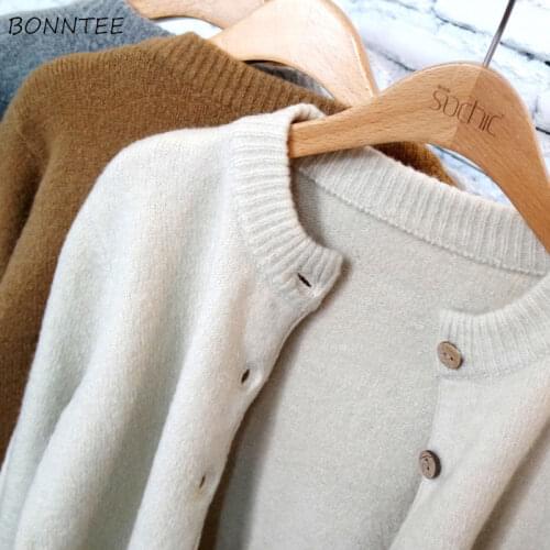 Cardigan Women Solid Crop Knitted Top Minimalist Casual Popular Korean Style Jumper Sweater Female New Daily All-match Loose Hot