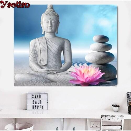 Buddha Flower Religion 5D Diamond Painting Cross Stitch Kit Diamond Embroidery Full Square Round Drill Handmade Decor Gift 2021