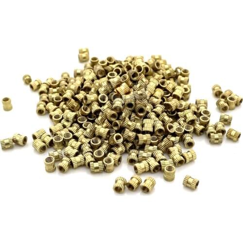 50P Solid Brass Pure Copper Metric Thread Injection Molding Knurl Insert Nut M2 M2.5 M3 Nutsert Round Shape Column OD 3.5 4 5mm