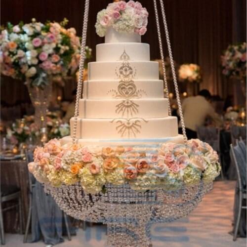 Round Wedding Cake Stand Hanging Transparent Crystal beads Acrylic Main table Decoration 60cm(Diameter)