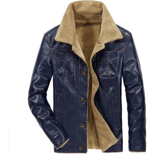 Thick PU Leather Jacket Mens Faux Leather Jackets Casual New Winter Fleece Stand Collar Solid Color Coat Black StreetwearMWP049