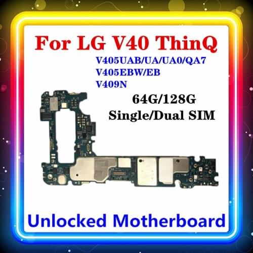 For LG V40 ThinQ V405UAB/UA/UAO/QA7 V405EBW/EB V409N Motherboard 100% Original Clean Mainboard Single / Dual SIM With Full Chips