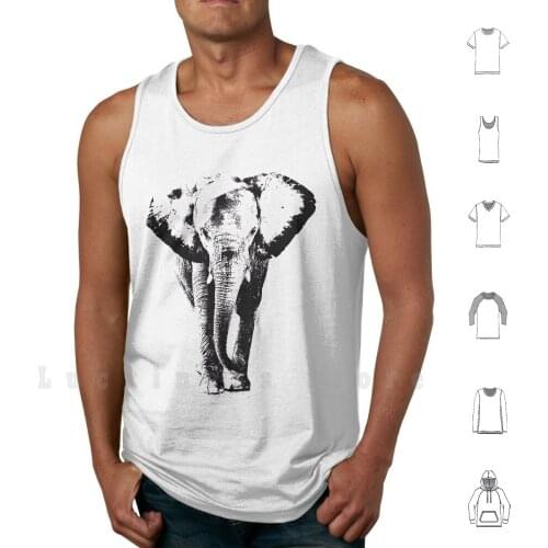 Elephant tank tops vest 100% Cotton Africa Bush Elephant South Asia Hunter Animal Savanna Nature Sahara Conservation Sweet