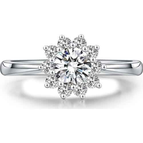 Fashion Sun Flower Zircon Ring Elegant Temperament Female Jewelry Romantic Wedding Gift