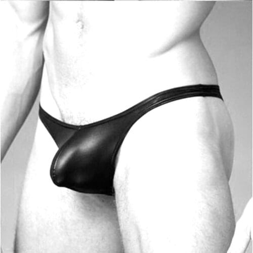 Male faux leather small briefs bikini mens low-waist sexy panties men sexy low-waist pants mens sexy underwear slip hombre