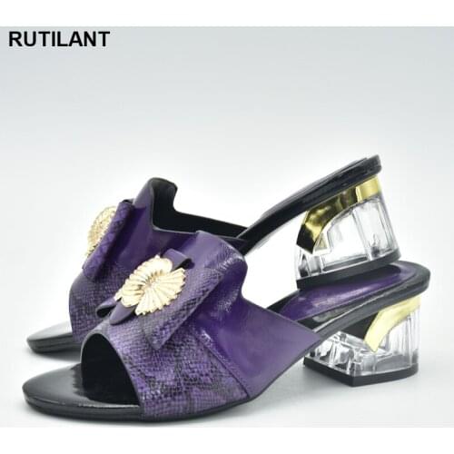 Latest Design African Women Party Shoes Decorated with Appliques Luxury Brand Shoes Women Open Toe Shoes African Dress Women