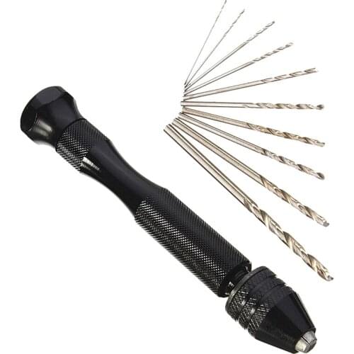 New 10pcs Mini Micro Twist Drill Bit with Aluminum Alloy Keyless Chuck Hand Tool Wood Drilling Top Quality 0.3-3.2mm Drill Bits