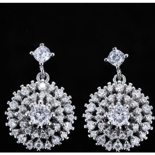 New Style Fashion 925 Sterling Silver Full Crystal Stud Earrings For Women Jewelry Pendientes Brincos Fashion Jewelry