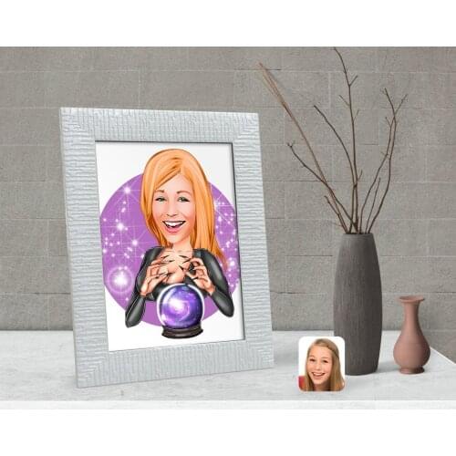 Personalized Women 'S Astrologer Caricature Of Decorative Çerçeve-1