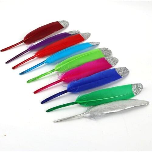 12-16cm Length Silver Color Dyed Mixed 10pcs/Lot Goose Feathers & DIY Sewing Accessories Party Decoration Supplies