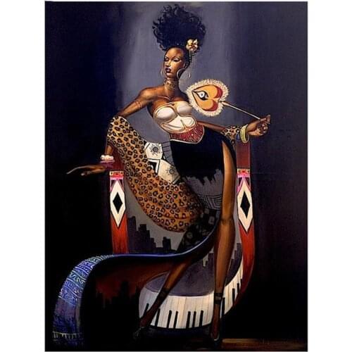 Full Round Square Diamond embroidery African woman Needlework Cross Stitch 5D Cross Diamond Painting Wall Sticker Decoration